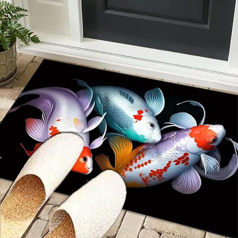 Koi Fish Artwork Office Rug Chair Mat, Entryway Carpet, Suitable for Front Door, Bedroom, Living Room, Desk, Holiday Gift
