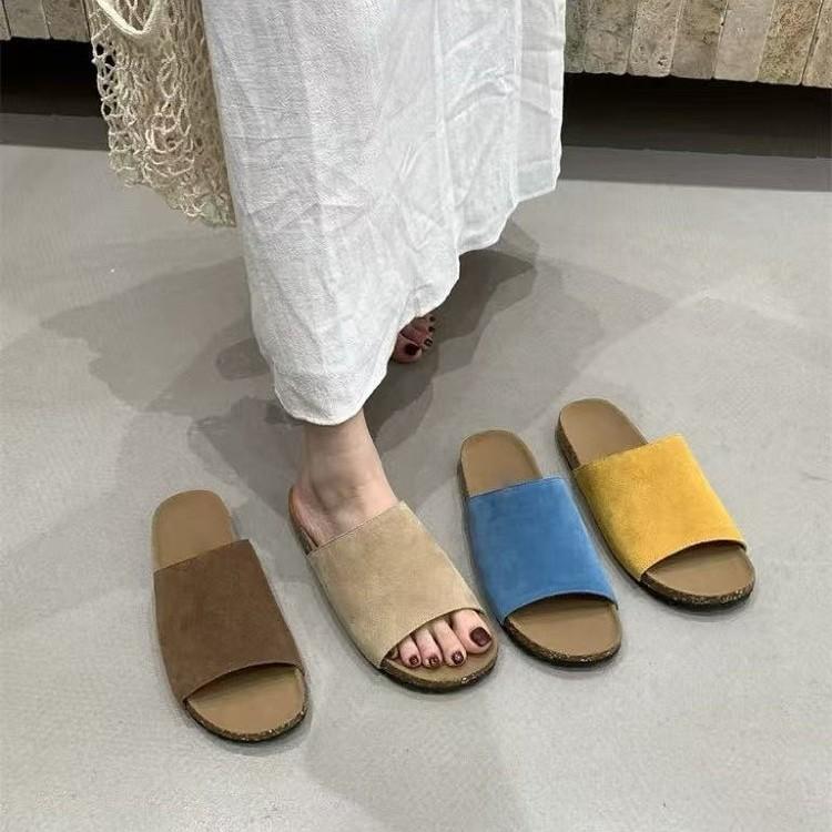 Modne letnie damskie klapki korkowe, plus size, z odkrytymi palcami, płaskie sandały dla kobiet, wygodne i antypoślizgowe