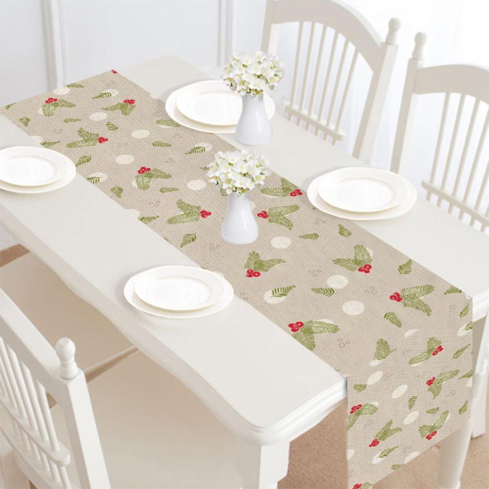 Xmas Ornaments 30x182cm Christmas Table Runner Long Luxury Dacron Table Runner Pastoral Style Vintage Tablecloth Party