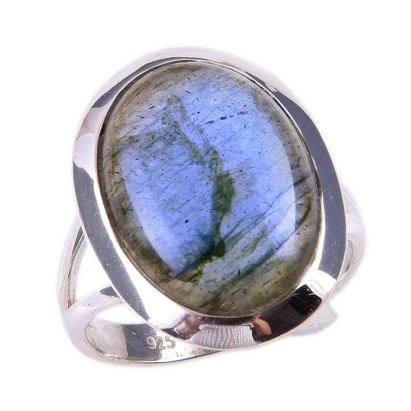 Natural Labradorite Gemstone Handmade 925 Solid Silver Jewelry Ring Size 7 l6r01