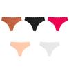 Women's Seamless Thong Sexy Low Rise Wavy Edge No Show Bikini Panties Ladies Invisible Stretch Cheeky Underwear
