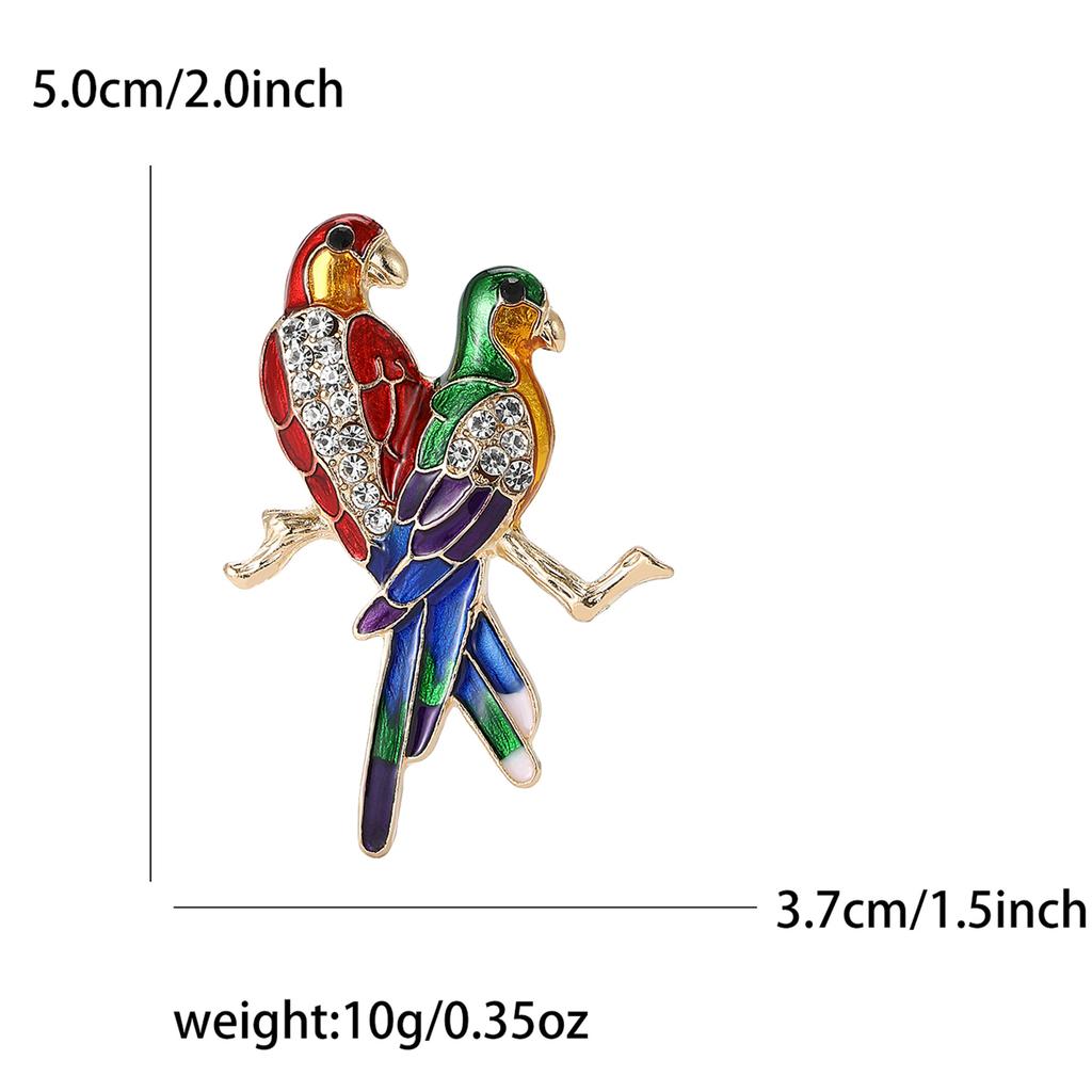 Fashion Alloy Enamel Two Parrot Brooches Creative Cute Ladies Clothing Corsage Ornament Pins