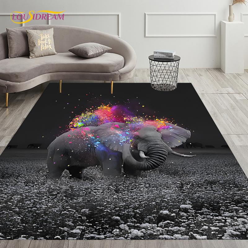 Covor de covor elefant drăguț cu bule de suflare de neon pentru sufragerie, decorare dormitor, preș bucătărie, baie, covoraș anti-alunecare