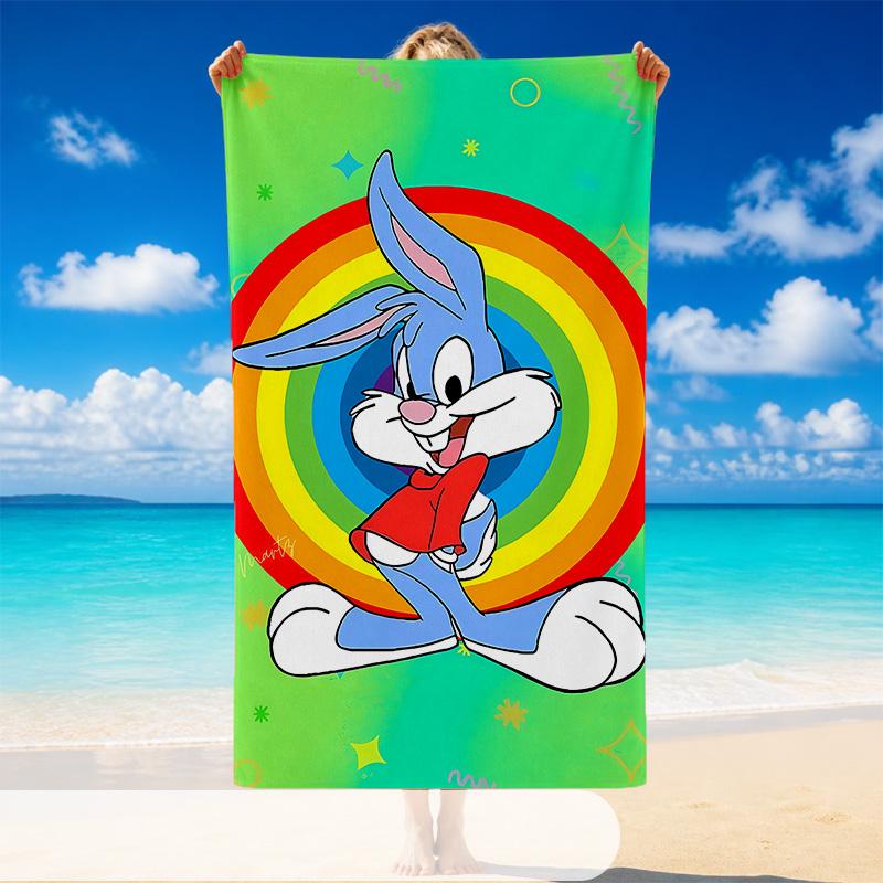 Quick Dry Beach Towel Rabbit Pattern, Lightweight Absorbent Towel for Pool Beach Vacation Use