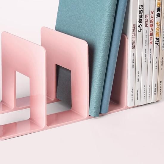 Acrylic Bookends with Four-Compartment Dividers Bookend Horizontal And Vertical Use Durable Acrylic Desktop Organizer for Office And Home