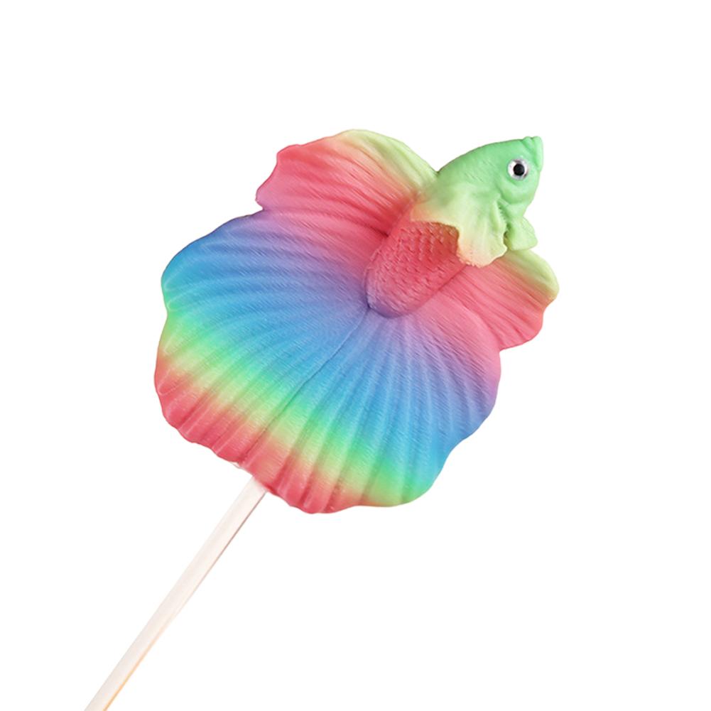 1Pc Long Pole Teasing Fish Stick Colorful Fish Shaped Betta Training Wand Resin Simulation Betta Stick Fish Tanks Accessories