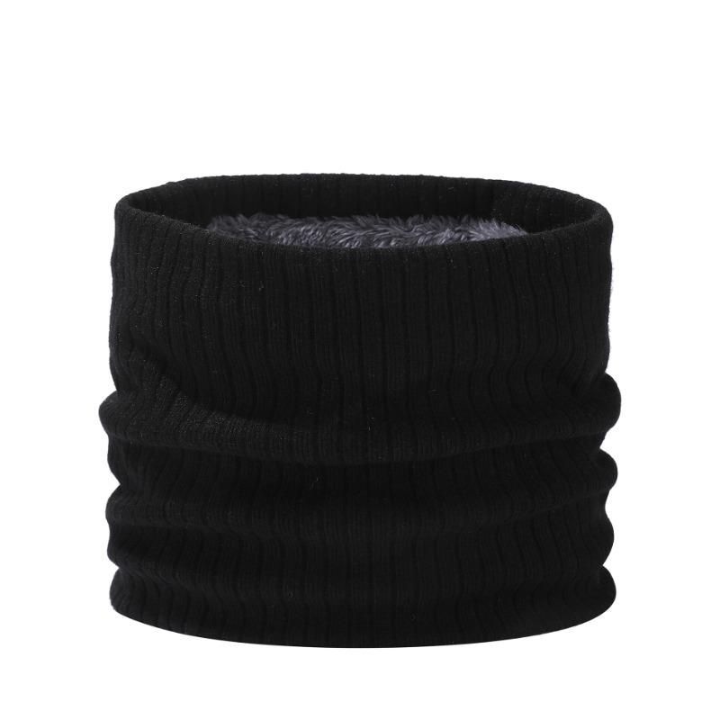 

Winter velvet neck cover solid color simple fake turtleneck men s and women s outdoor double-layer warm scarf чёрный