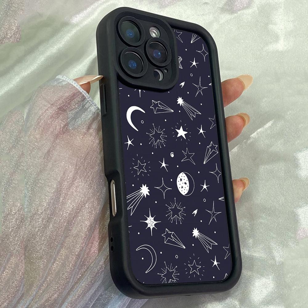 JT205 Roztomilé kreslené hvězdy Měsíc pro iPhone 17 16 15 14 Pro Max Samsung S26 S25 Ultra A17 A16 A07 A56 Xiaomi 15T Redmi 15c 14C Note 13 Měkké pouzdro z TPU