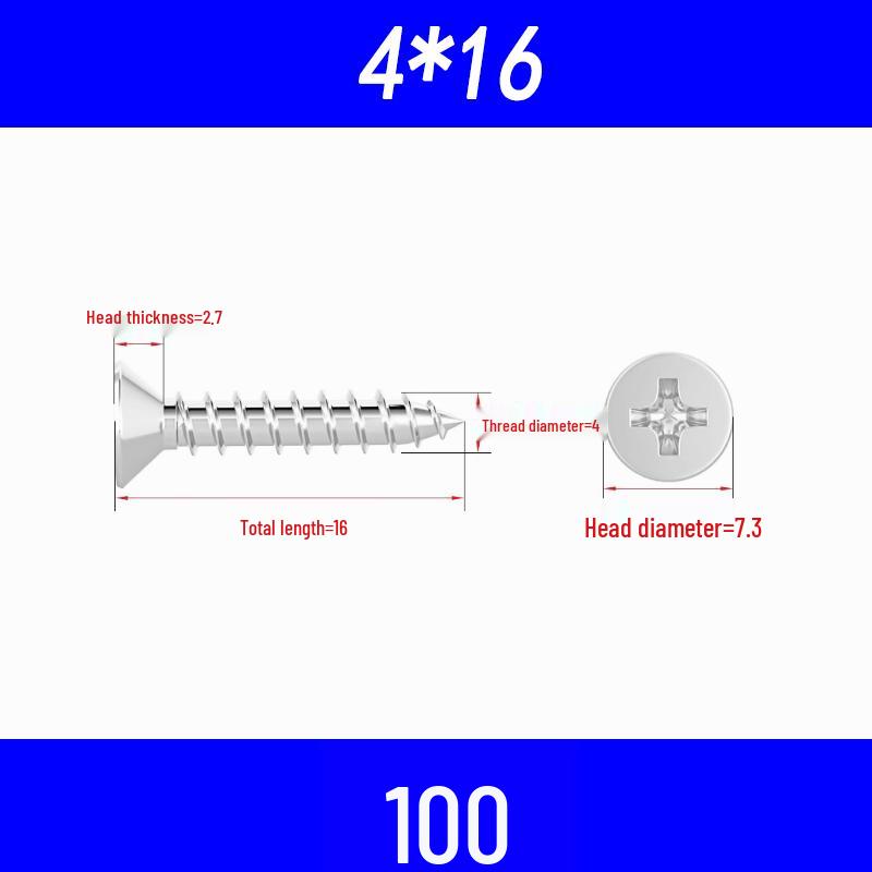 304 Edelstahl Kreuzschlitz Senkkopf Selbstschneidende Holzschrauben M3/M4/M5