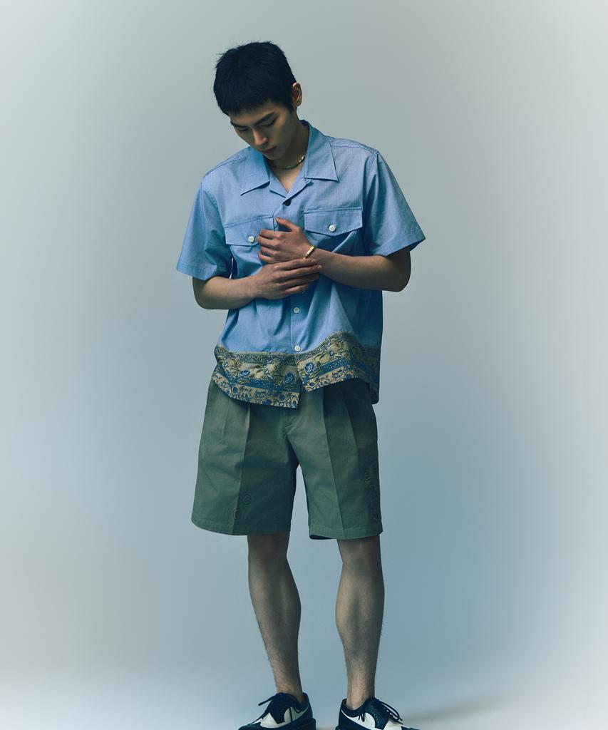 Honguseong Paisley Panel Shirt_Blue Check