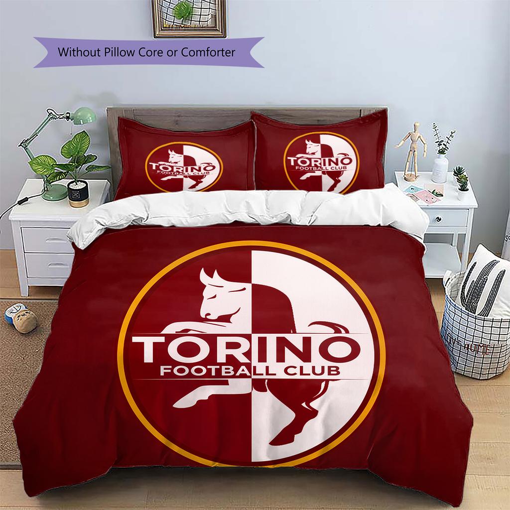 Fotbalový klub Torino Vzorovaná sada povlečení s přikrývkou Domácí dekorace Dárek (1 * povlak na peřinu + 2 * povlak na polštář bez jádra)