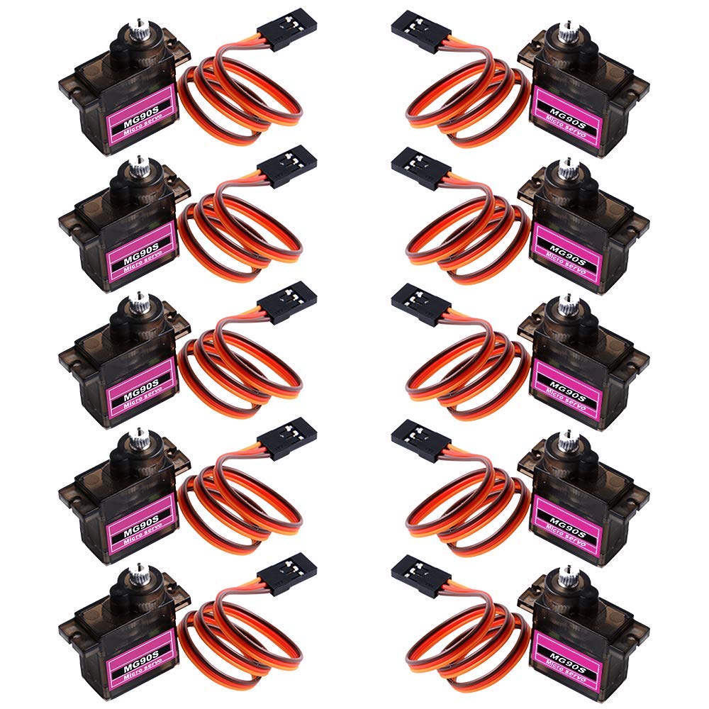 WINGONEER 10pcs MG90S ZOHD Volantex Metal Gear RC Micro Servo for Airplane RC Helicopter Car Boat Models
