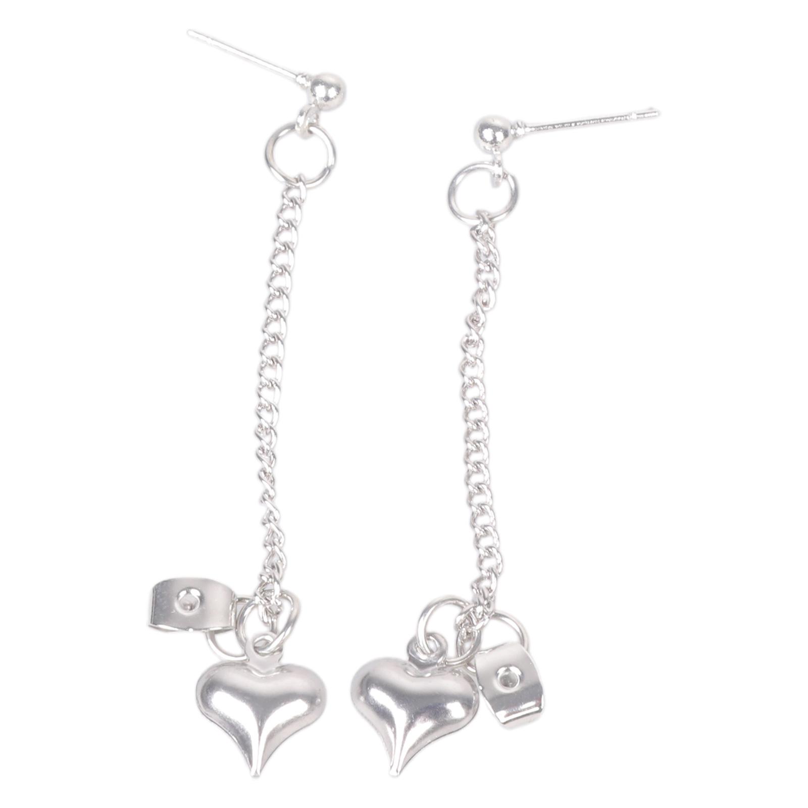 

Unique Heart Shape Earrings Silver Color Love Heart with Long Chain Drop Earring Fashion Charm Ear Jewelry for Women срібний