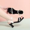 Ein-Knopf High Heel Sandalen Modeschuhe für Damen Kontrastfarben und keine müden Füße Sommer Damen Schuhe