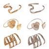 Hohle Blume Metall Armmanschette Zink Zinklegierung Böhmisches Armband Cool Süß Damen Manschettenarmreif Mädchen