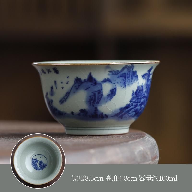 НОВЫЙ Керамический Ручная Роспись Подглазурный Сине-Белый Фарфор Наслаждение Одиночный Персональный Стакан Домашний Набор для Чайной Церемонии Кунг-Фу 100ml