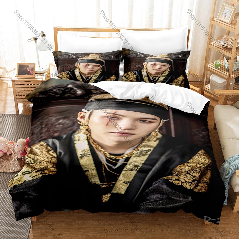 Personality Hip Hop Style Agust D Graphic New Bedding Set Soft Cozy Bed Cover Household Sleeping Bedding Ornament Gift