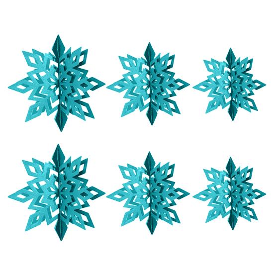 6Pcs Christmas Snowflake Ornaments 3D Large Iridescent Paper Snowflakes Hanging Decoration for Winter Wonderland Christmas Party Holiday New Year Home