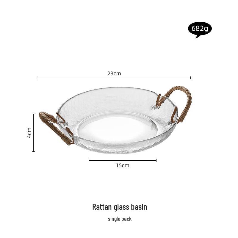 Handmade Rattan Glass Salad & Fruit Plate