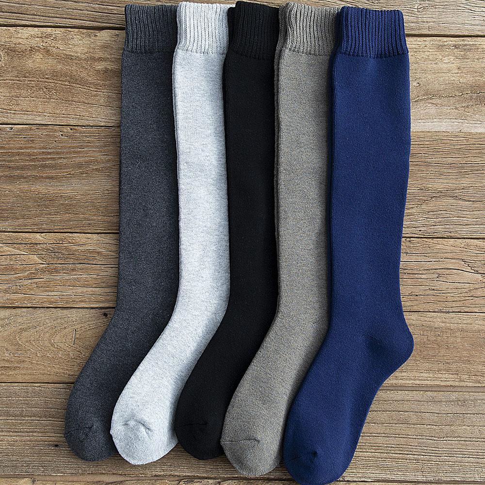 

3 Pars Men s Winter Thick Warm Knee-High Cotton Socks - High-Quality Long Black Casual Fashion Socks for Cold Weather SIZE 40-46