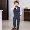 Trendy 2026 Boys Suit Set Blue Elegance Flower Child Birthday Vest Overalls Outfits Kids Host Piano Performances Special Costume
