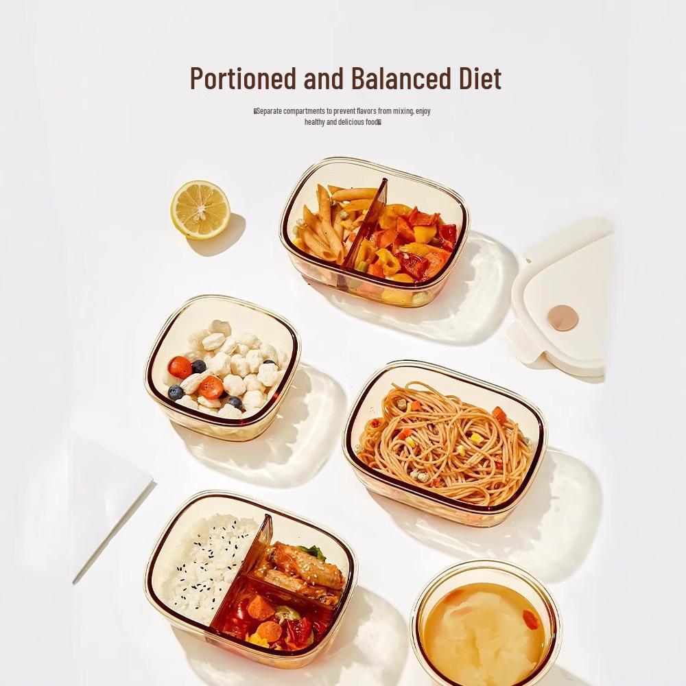 Xilekou Microwave-Safe Glass Lunch and Bento Box for Office & Takeaway