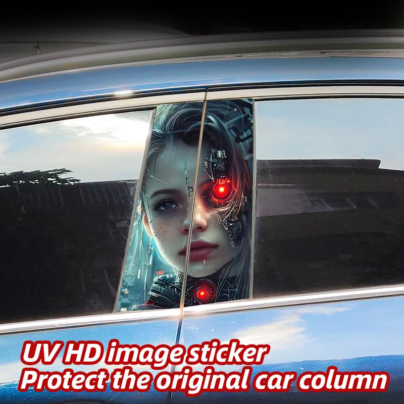 Cyberpunk Mädchen Autoaufkleber Lustig Auto B-Säule Wasserdichte Dekoration DIY Abdeckung Autotüren Säule Sonnenschutz Aufkleber Zubehör
