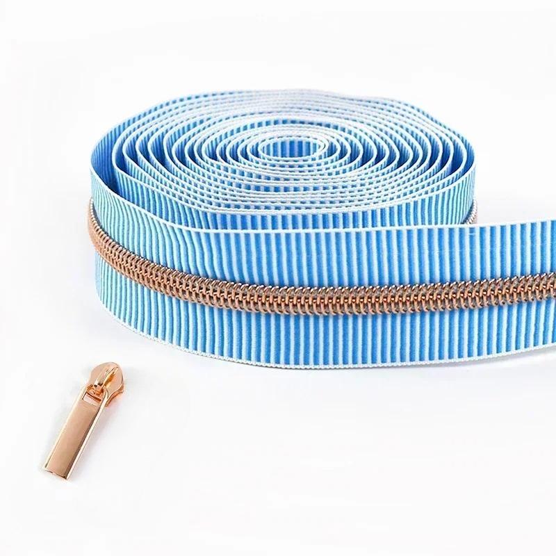 2-5Meters 5# Meetee Striped Nylon Zippers Tape for Sewing Plastic Roll Coil Zip By The Meter Zipper Closure Garment Accessories