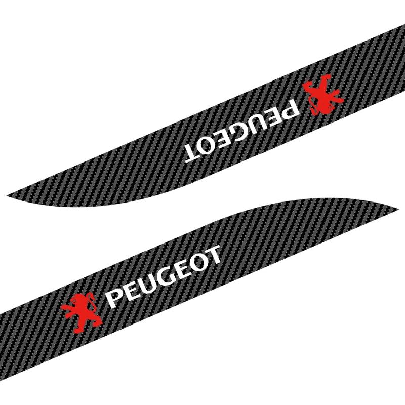 For Peugeot 2pcs Carbon Car Door Side Skirt Sill Stripe Sticker Decals Styling For Peugeot 206 307 308 3008 207 208 407 508 2008