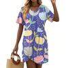 Women's Summer Casual Floral Printed Hem Knotted Short Sleeve Dresses