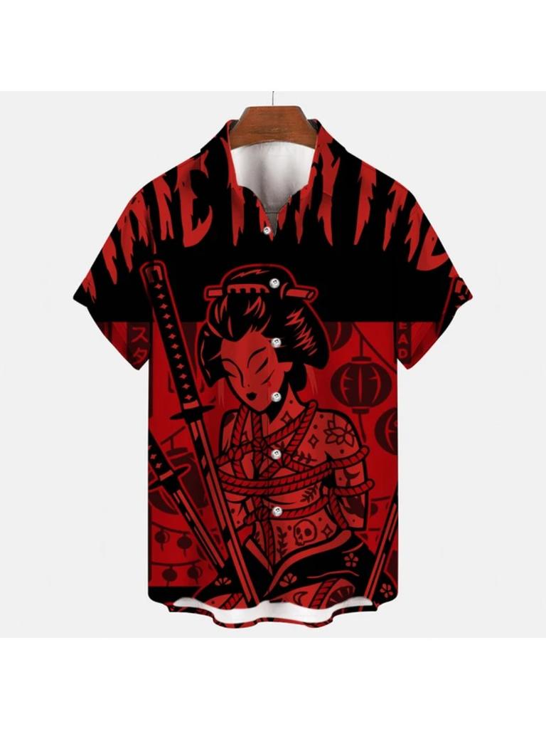 Shirts For Men Vintage Horror Skull Rocker 3d Print Gothic Rockabilly Hawaiian Shirt Short Sleeve Top