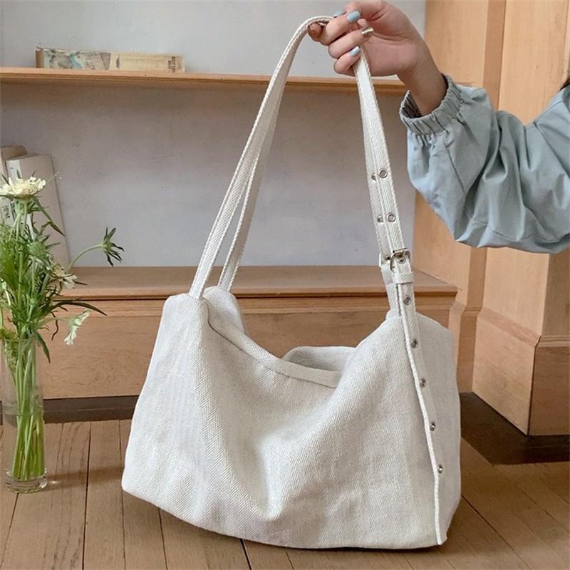 Lazy Style Large Capacity Canvas Tote Bag New College Student Class Bag Commuting Shoulder Crossbody Bag for Women