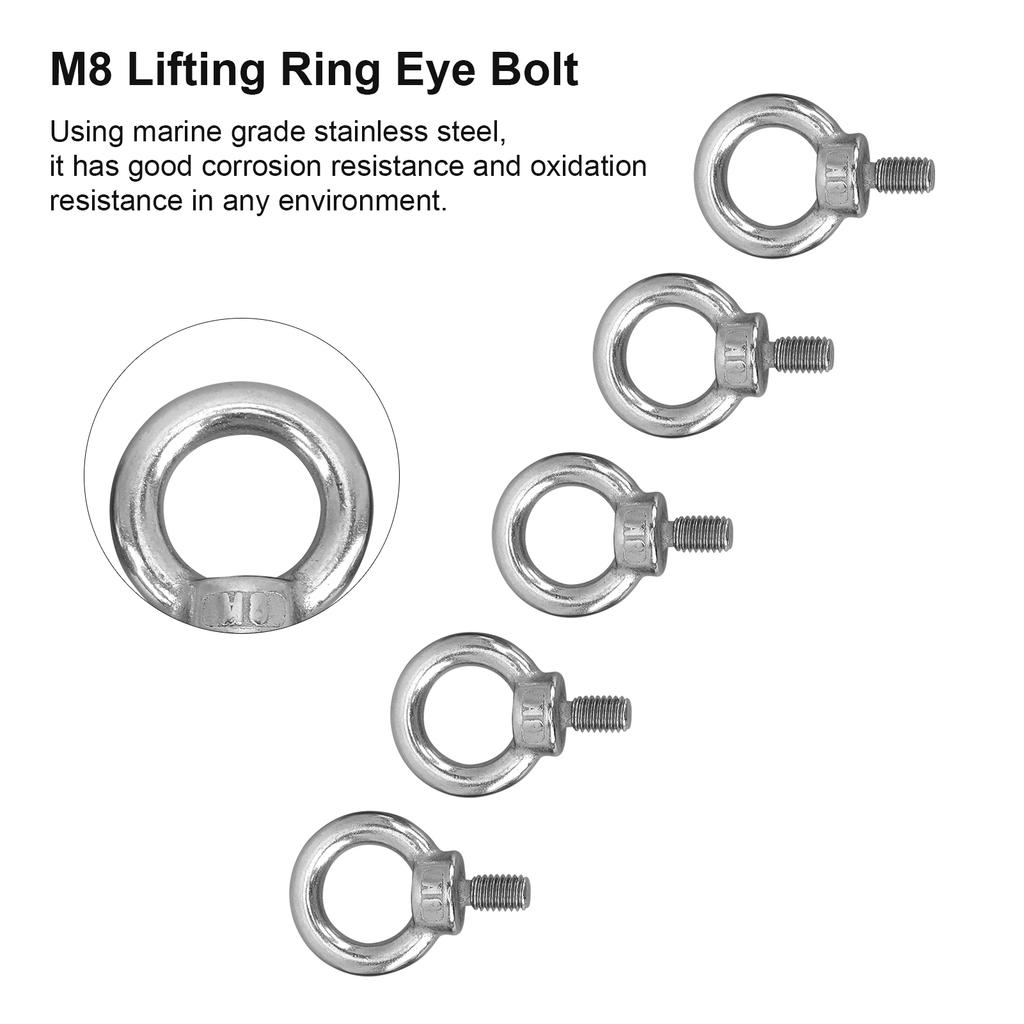 5 Stück M8 Edelstahl Hebering Augenschraube Schwerlast Marinequalität Ringschrauben