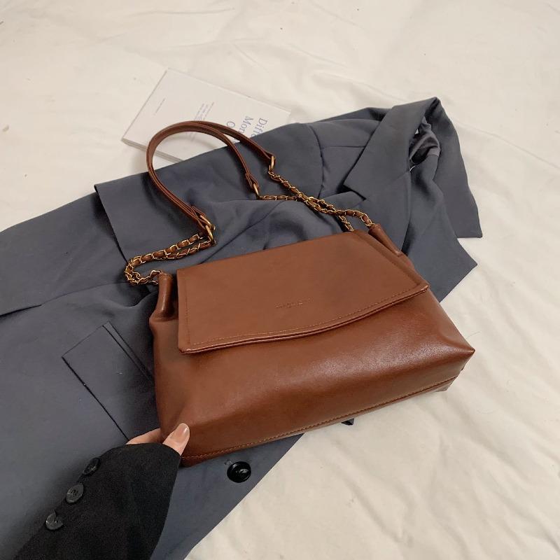 Summer retro large-capacity bag women's new versatile soft leather tote bag premium chain shoulder messenger bag