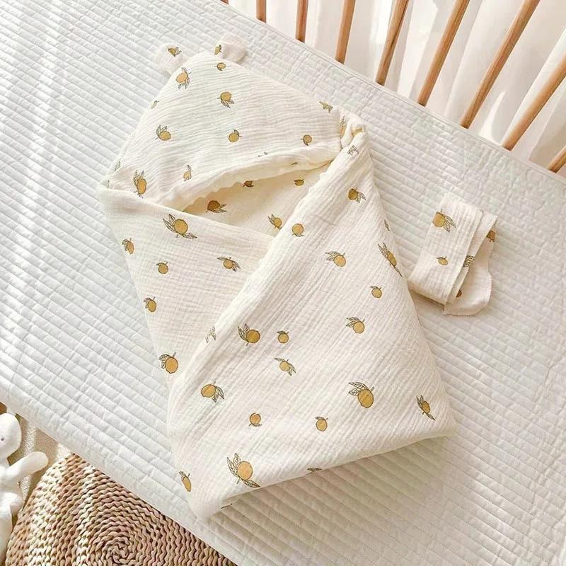 Spring Autumn Thin Baby Swaddle Blanket Cotton Dimple Fabric Delivery Room Essential