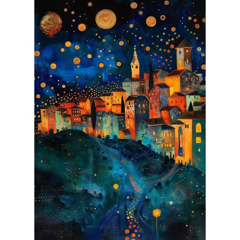Floral Garden Village Night Tree Gustav Klimt Exhibition Poster Canvas Painting Print Wall for Living Room Home Decor Cuadros