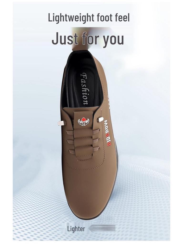 Spring 2025 Men's Casual Soft Sole Leather Loafers, Flat Heel, Slip-on, British Style