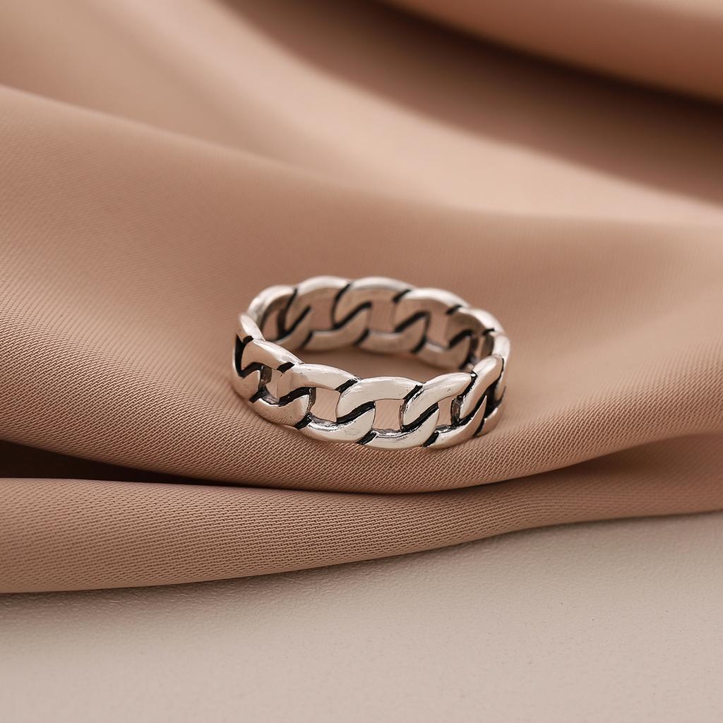 New Personality Chain Retro Simple Personality 925 Sterling Silver Jewelry Braided Exquisite Opening Rings    R086