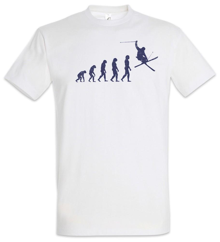 Skier Evolution T-Shirt Fun Human Coach Downhill Snowboarder Charles Darwin