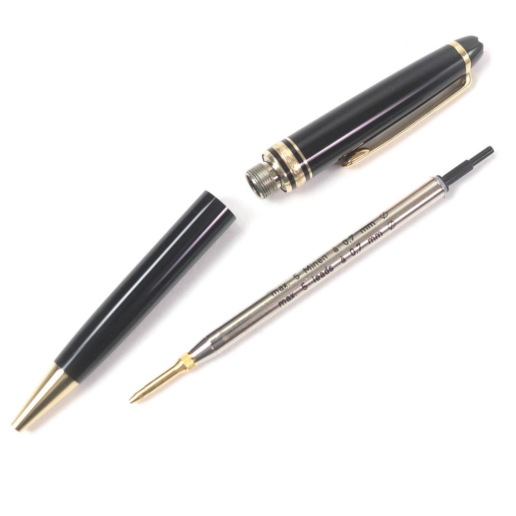 Great MONTBLANC Mechanical Pencil Meisterstck Twist Type Black Gold Precious Resin Used