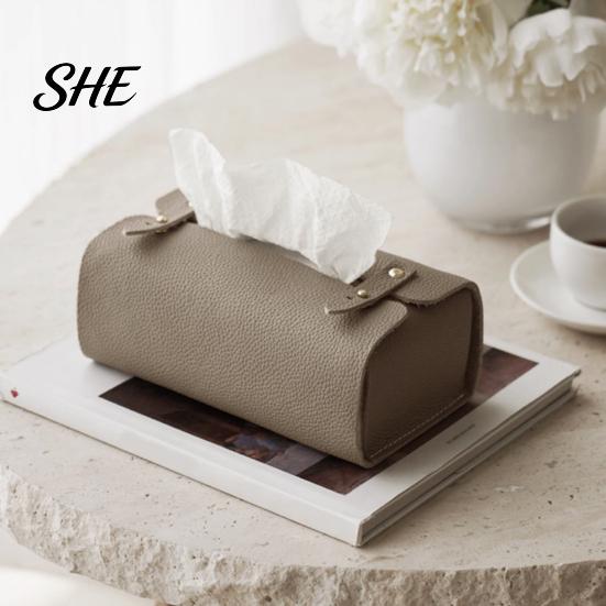 Multipurpose Tissue Organizer Faux Leather Box, Minimalist Napkin Holder for Living Space Saving Storage Box Room Desk, Decorative Dispenser