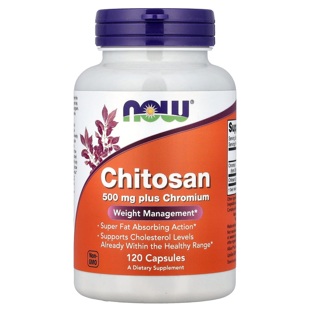 NOW Foods Chitosan Plus Chromium 500mg Veg Capsules, 120 Count
