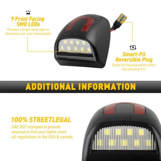 2X LED License Plate Light Red DRL For Tube Chevy GMC Silverado Sierra 1500 2500