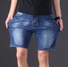 Oversized Men's Denim Shorts Men Elastic Waist Five -Point Pants Knee Length Loose Shorts Light Blue Straight Shorts Man Plus Size L -9xl