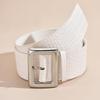Women's Fashion Belt: Black Crocodile Pattern with Large Square Buckle