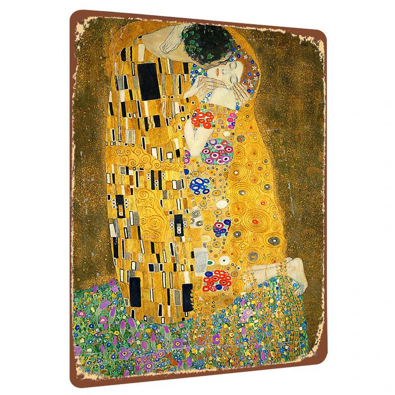 

Golden Kiss Embrace Art Deco Iron Painting Home Wall Decor Living Room BedroomDecorative Painting 20x30cm（7.8x11.8inch）