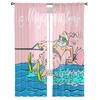 Christmas Summer Santa Surfing Pink TCurtains For Living Room Bedroom Kitchen Decoration Window Tulle Curtain
