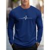 Fashionable men's autumn new striped print comfortable soft long sleeved T-shirt outdoor street style top