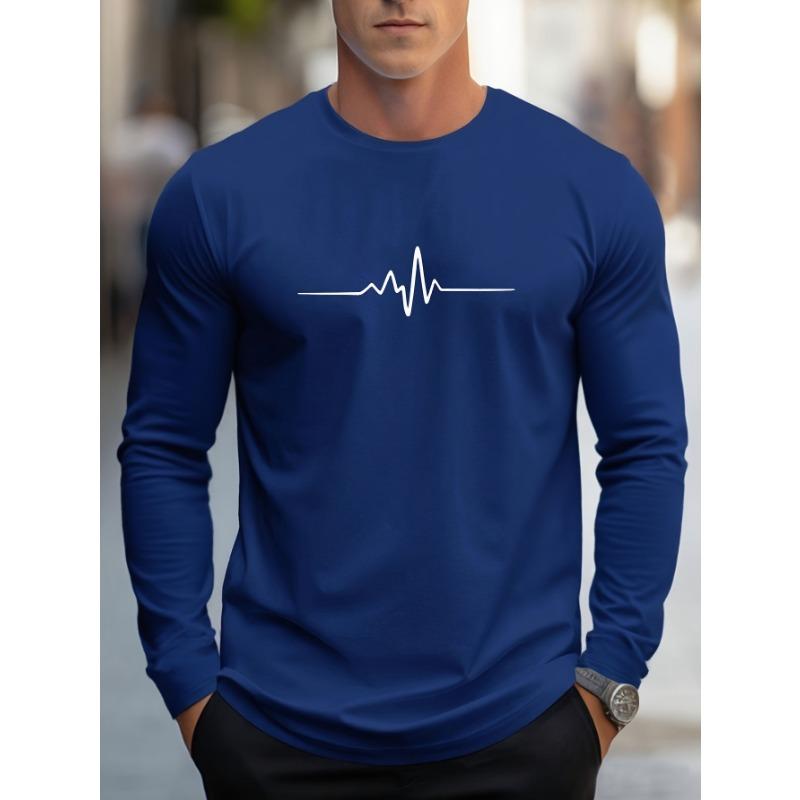 Fashionable men's autumn new striped print comfortable soft long sleeved T-shirt outdoor street style top