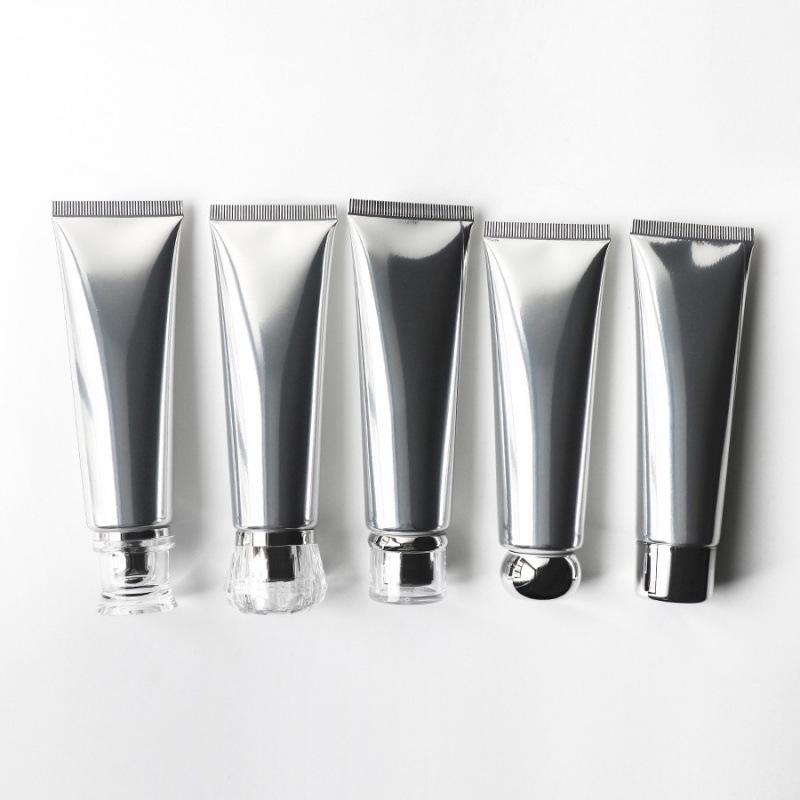

Silver Aluminum-Plastic Flexible Hose with Pump Cap for Lotion/Essence Emulsion - Refillable Packaging